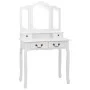Schminktisch- und Hocker-Set aus weißem Paulownia-Holz, 80x69x141 cm. von vidaXL, Schlafzimmerkommoden - Ref: Foro24-289318, ...