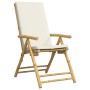 Sillas de bistró plegables con cojines 4 uds bambú blanco crema de vidaXL, Sillas de jardín - Ref: Foro24-3208927, Precio: 41...