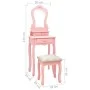 Juego de tocador y taburete madera paulownia rosa 50x59x136 cm de vidaXL, Tocadores para dormitorios - Ref: Foro24-289311, Pr...
