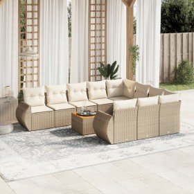 Set de sofás de jardín 11pzas con cojines ratán sintético beige en Conjuntos de jardín | Comprar online en Foru.es
