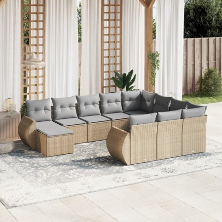 Set de sofás de jardín 11pzas con cojines ratán sintético beige en Conjuntos de jardín | Comprar online en Foru.es