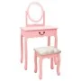 Dressing table and stool paulownia wood and pink MDF 65x36x128 cm by vidaXL, Bedroom Dressers - Ref: Foro24-289331, Price: 13...