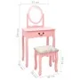 Dressing table and stool paulownia wood and pink MDF 65x36x128 cm by vidaXL, Bedroom Dressers - Ref: Foro24-289331, Price: 13...