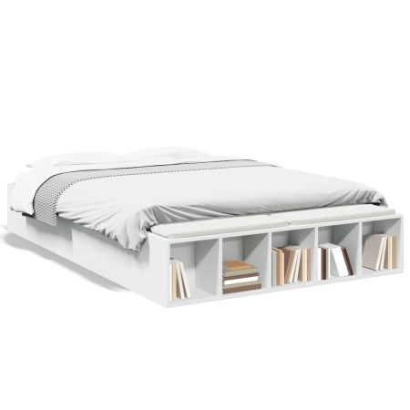 Estructura de cama madera de ingeniería blanca 135x190 cm de vidaXL, Camas y somieres - Ref: Foro24-3280587, Precio: 153,00 €...