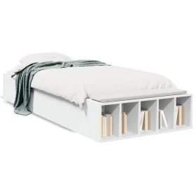 Estructura de cama madera de ingeniería blanca 100x200 cm de vidaXL, Camas y somieres - Ref: Foro24-3280601, Precio: 110,50 €...