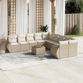 Set de sofás de jardín 11pzas con cojines ratán sintético beige en Conjuntos de jardín | Comprar online en Foru.es