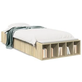Sonoma oak engineered wood bed frame 90x190 cm by vidaXL, Beds and slatted bases - Ref: Foro24-3280617, Price: 101,71 €, Disc...