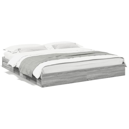 Cama con cajones madera ingeniería gris Sonoma 200x200 cm de vidaXL, Camas y somieres - Ref: Foro24-3280634, Precio: 188,51 €...