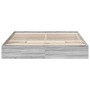 Cama con cajones madera ingeniería gris Sonoma 200x200 cm de vidaXL, Camas y somieres - Ref: Foro24-3280634, Precio: 188,51 €...