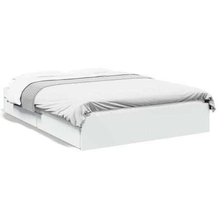 Cama con cajones madera de ingeniería blanco 140x200 cm de vidaXL, Camas y somieres - Ref: Foro24-3280657, Precio: 281,11 €, ...