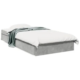 Betongraues Holzwerkstoffbett mit Schubladen 100x200 cm von vidaXL, Betten und Lattenroste - Ref: Foro24-3280674, Preis: 129,...