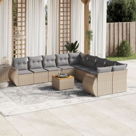 Set de sofás de jardín 11pzas con cojines ratán sintético beige en Conjuntos de jardín | Comprar online en Foru.es
