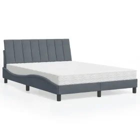 Bed with dark gray velvet mattress 140x200 cm by vidaXL, Beds and slatted bases - Ref: Foro24-3208599, Price: 386,23 €, Disco...