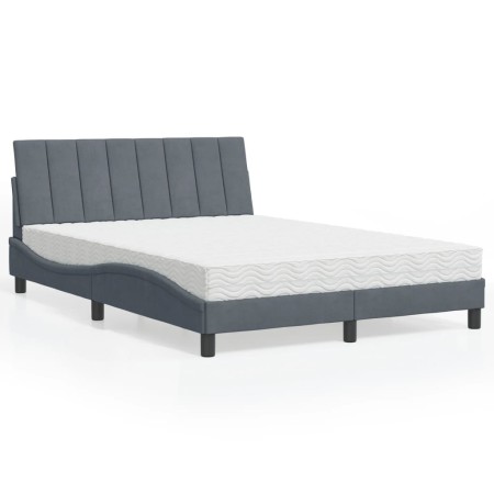 Cama con colchón terciopelo gris oscuro 140x200 cm de vidaXL, Camas y somieres - Ref: Foro24-3208599, Precio: 392,44 €, Descu...