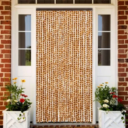 Cortina antimoscas chenilla ocre y blanco 118x220 cm de vidaXL, Mosquiteras para ventanas - Ref: Foro24-4004891, Precio: 74,3...