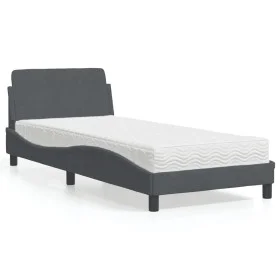 Bed with dark gray velvet mattress 90x200 cm by vidaXL, Beds and slatted bases - Ref: Foro24-3208332, Price: 275,15 €, Discou...