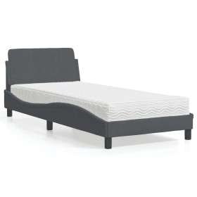 Cama con colchón terciopelo gris oscuro 90x200 cm de vidaXL, Camas y somieres - Ref: Foro24-3208332, Precio: 254,49 €, Descue...