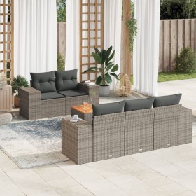 Set de muebles de jardín 6 pzas y cojines ratán sintético gris en Conjuntos de jardín | Comprar online en Foru.es