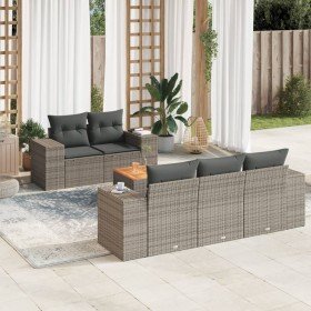 Set de muebles de jardín 6 pzas y cojines ratán sintético gris en Conjuntos de jardín | Comprar online en Foru.es
