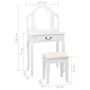 Tocador y taburete madera paulownia y MDF blanco 65x36x128 cm de vidaXL, Tocadores para dormitorios - Ref: Foro24-289334, Pre...