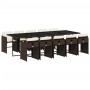 Set comedor de jardín 11 pzas y cojines ratán sintético marrón de vidaXL, Conjuntos de jardín - Ref: Foro24-3277880, Precio: ...