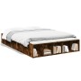 Estructura de cama madera de ingeniería roble ahumado 135x190cm de vidaXL, Camas y somieres - Ref: Foro24-3280591, Precio: 13...
