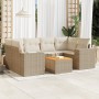 Set sofás de jardín 7 piezas y cojines ratán sintético beige en Conjuntos de jardín | Comprar online en Foru.es
