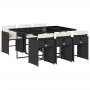 Set de comedor de jardín 7 pzas y cojines ratán sintético negro de vidaXL, Conjuntos de jardín - Ref: Foro24-3277853, Precio:...