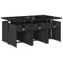 Set de comedor de jardín 7 pzas y cojines ratán sintético negro de vidaXL, Conjuntos de jardín - Ref: Foro24-3277853, Precio:...