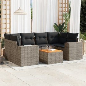 Set de sofás de jardín 7 piezas con cojines ratán PE gris en Conjuntos de jardín | Comprar online en Foru.es