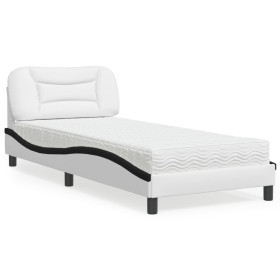 Cama con colchón cuero sintético blanco y negro 90x200 cm de vidaXL, Camas y somieres - Ref: Foro24-3208702, Precio: 295,26 €...