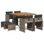 Set comedor jardín 9 pzas y cojines ratán sintético gris de vidaXL, Conjuntos de jardín - Ref: Foro24-3277909, Precio: 383,75...