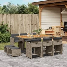 Garden dining set 11 pieces and gray synthetic rattan cushions by vidaXL, Garden sets - Ref: Foro24-3277921, Price: 649,88 €,...