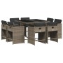 Set comedor jardín 9 pzas y cojines ratán sintético gris de vidaXL, Conjuntos de jardín - Ref: Foro24-3277963, Precio: 445,33...