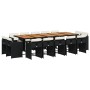 Set comedor de jardín con cojines 15 pzas ratán sintético negro de vidaXL, Conjuntos de jardín - Ref: Foro24-3278006, Precio:...