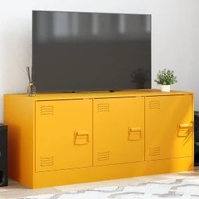 Mueble para TV de acero amarillo mostaza 99x39x44 cm de vidaXL, Muebles TV - Ref: Foro24-841646, Precio: 91,85 €, Descuento: %