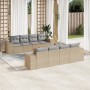 Set de sofás de jardín 9 pzas con cojines ratán sintético beige en Conjuntos de jardín | Comprar online en Foru.es