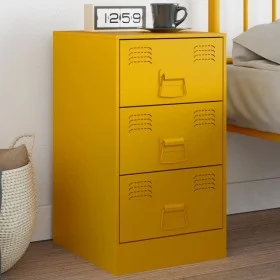 Mesita de noche acero amarillo mostaza 34,5x39x62 cm de vidaXL, Mesitas de noche - Ref: Foro24-841781, Precio: 97,19 €, Descu...