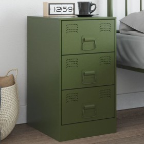 Mesita de noche acero verde oliva 34,5x39x62 cm de vidaXL, Mesitas de noche - Ref: Foro24-841783, Precio: 108,32 €, Descuento: %
