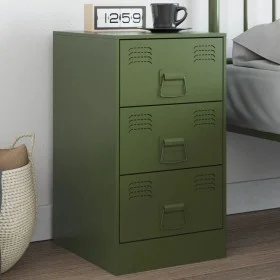 Mesita de noche acero verde oliva 34,5x39x62 cm de vidaXL, Mesitas de noche - Ref: Foro24-841783, Precio: 106,52 €, Descuento: %