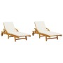 Tumbonas con cojines 2 uds madera maciza de acacia 200x68x83 cm de vidaXL, Tumbonas - Ref: Foro24-3206372, Precio: 471,11 €, ...