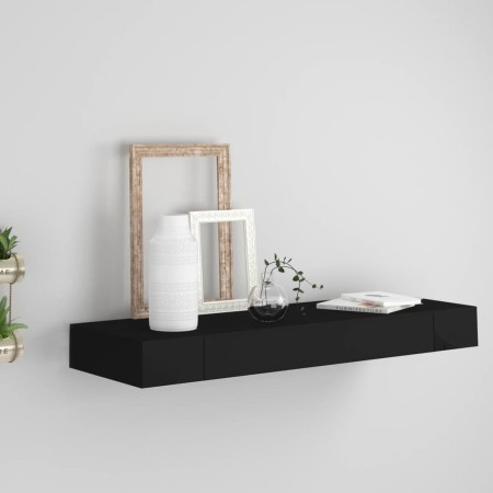 Estante flotante de pared con cajón negro 80x25x8 cm de vidaXL, Estantes y estanterías - Ref: Foro24-288206, Precio: 56,30 €,...