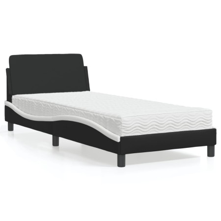 Cama con colchón cuero sintético negro y blanco 80x200 cm de vidaXL, Camas y somieres - Ref: Foro24-3208302, Precio: 240,71 €...