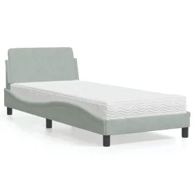 Cama con colchón terciopelo gris claro 80x200 cm de vidaXL, Camas y somieres - Ref: Foro24-3208291, Precio: 236,24 €, Descuen...