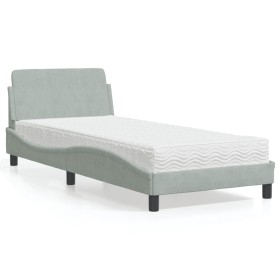 Cama con colchón terciopelo gris claro 80x200 cm de vidaXL, Camas y somieres - Ref: Foro24-3208291, Precio: 240,12 €, Descuen...