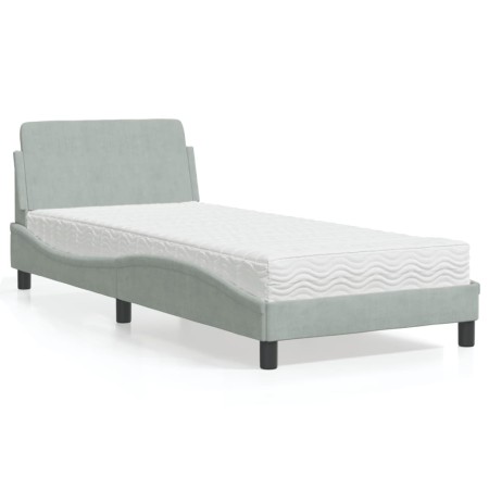 Cama con colchón terciopelo gris claro 80x200 cm de vidaXL, Camas y somieres - Ref: Foro24-3208291, Precio: 240,12 €, Descuen...