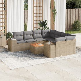 Set de sofás de jardín 9 pzas con cojines ratán sintético beige en Conjuntos de jardín | Comprar online en Foru.es