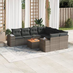 Set de muebles de jardín 9 pzas y cojines ratán sintético gris en Conjuntos de jardín | Comprar online en Foru.es