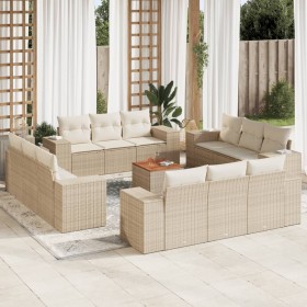 Set sofás de jardín con cojines 13 pzas ratán sintético beige en Conjuntos de jardín | Comprar online en Foru.es