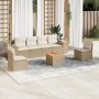 Set sofás de jardín 7 piezas y cojines ratán sintético beige en Conjuntos de jardín | Comprar online en Foru.es
